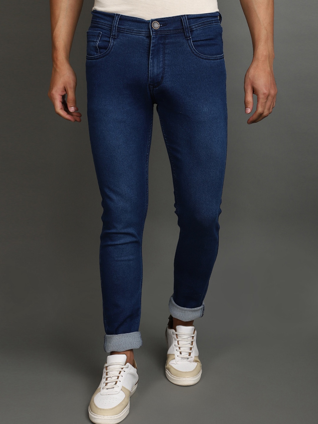 

V-Mart Men Slim Fit Clean Look Light Fade Cotton Jeans, Blue