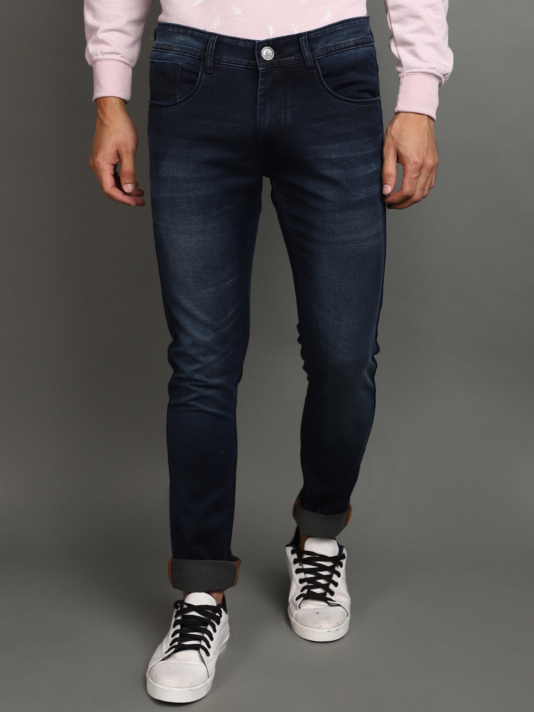 

V-Mart Men Slim Fit Light Fade Cotton Jeans, Grey