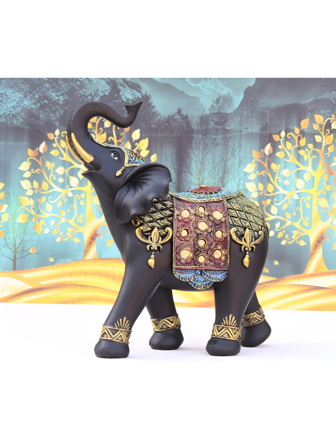 

Vikarafty Black Elephant Statue Figurine Showpiece