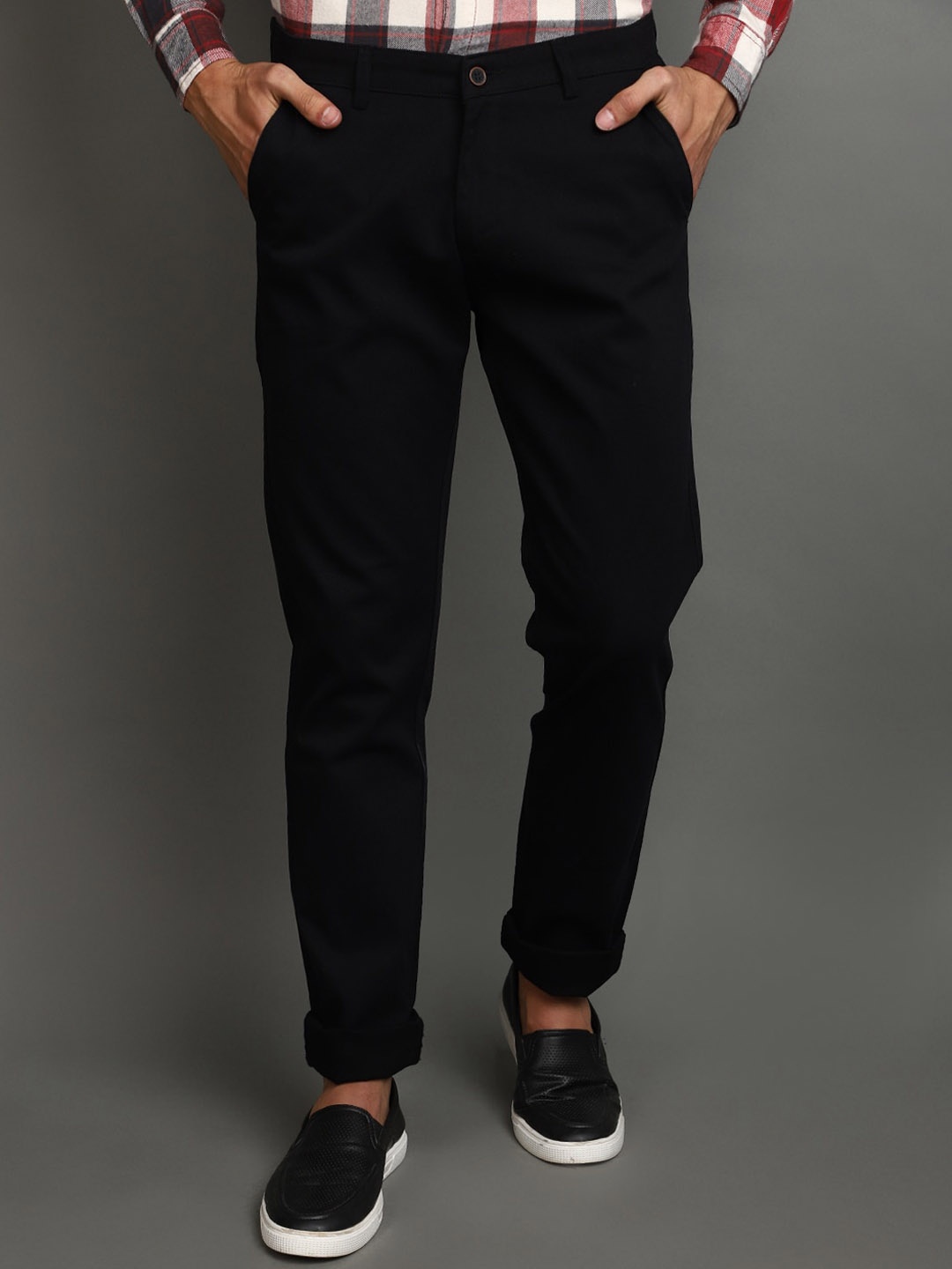 

V-Mart Men Slim Fit Cotton Chinos Trouser, Navy blue