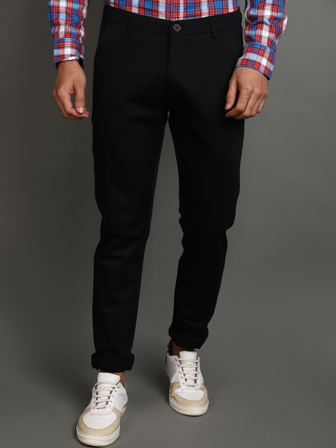 

V-Mart Men Slim Fit Cotton Trouser, Black
