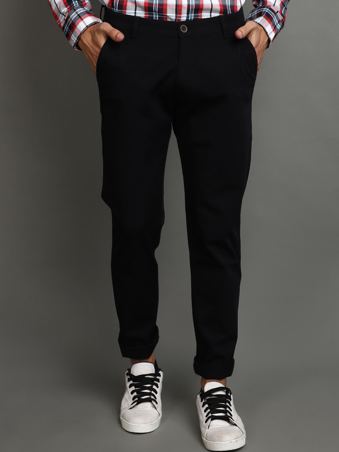 

V-Mart Men Slim Fit Cotton Chinos Trouser, Black