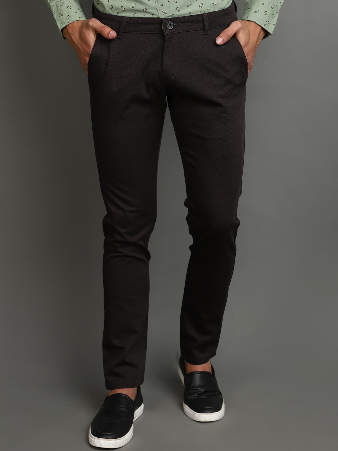 

V-Mart Men Slim Fit Cotton Chinos Trouser, Grey