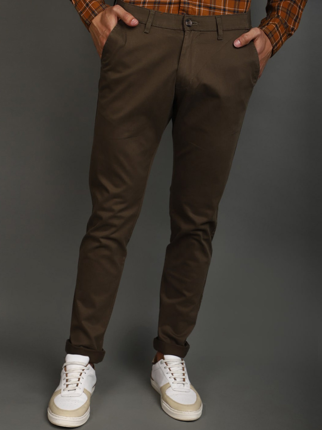 

V-Mart Men Slim Fit Cotton Chinos Trouser, Brown