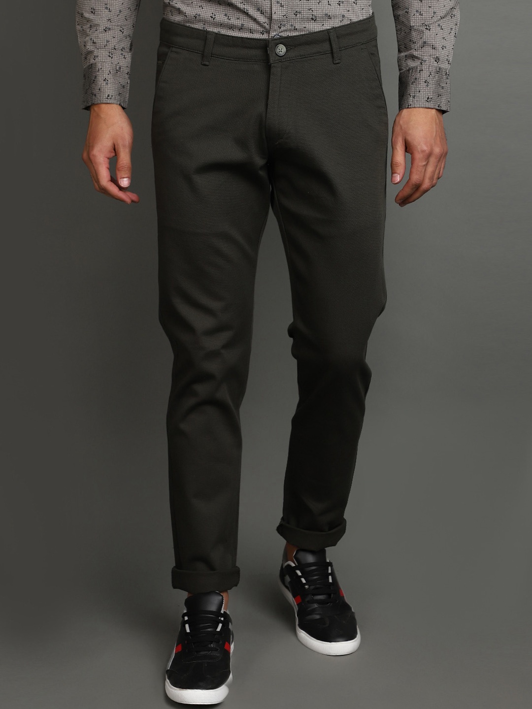 

V-Mart Men Slim Fit Cotton Chinos Trouser, Green