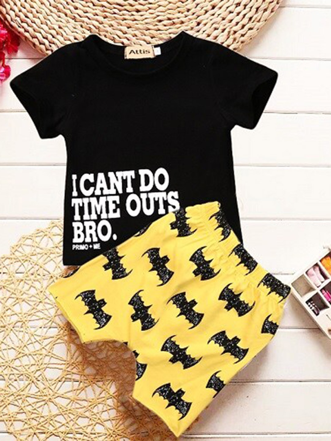 

BAESD Kids Pack Of 3 Printed T-shirt With Shorts, Yellow