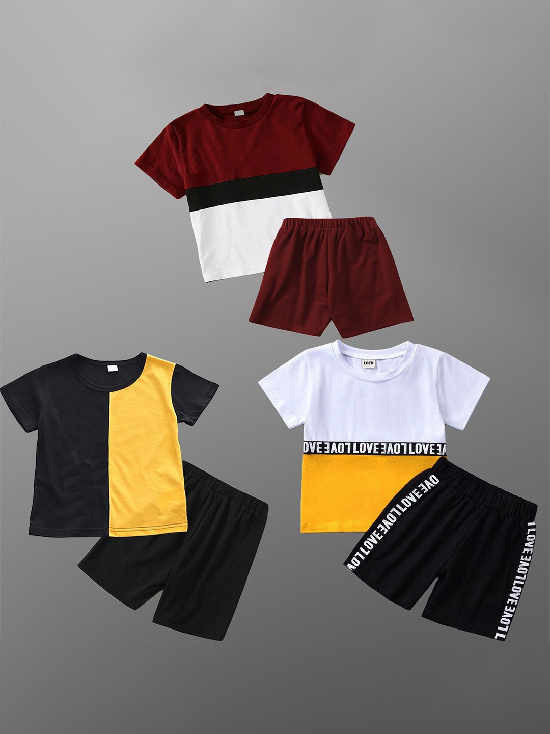 

BAESD Kids Pack Of 3 Printed T-shirt With Shorts, Black