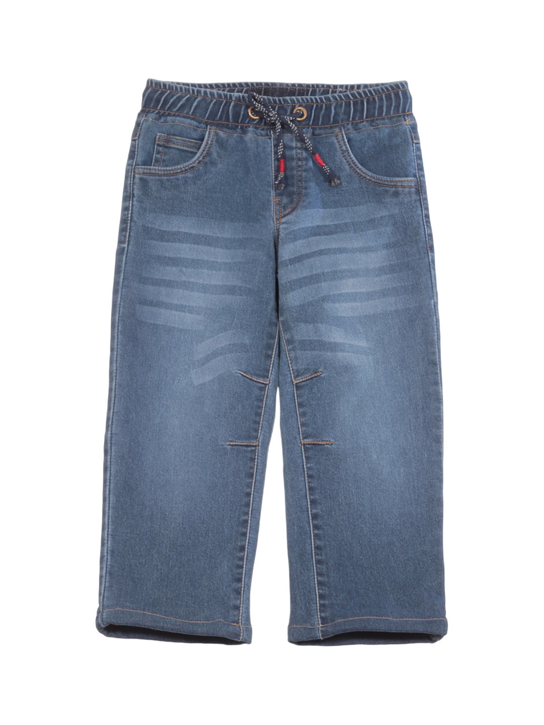 

Lil Lollipop Unisex Kids Blue Straight Fit Mildly Distressed Stretchable Jeans