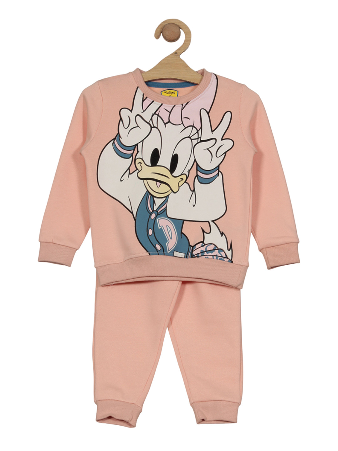 

Lil Lollipop Kids Daisy Duck Printed Long Sleeves Fleece Sweatshirt & Joggers, Peach