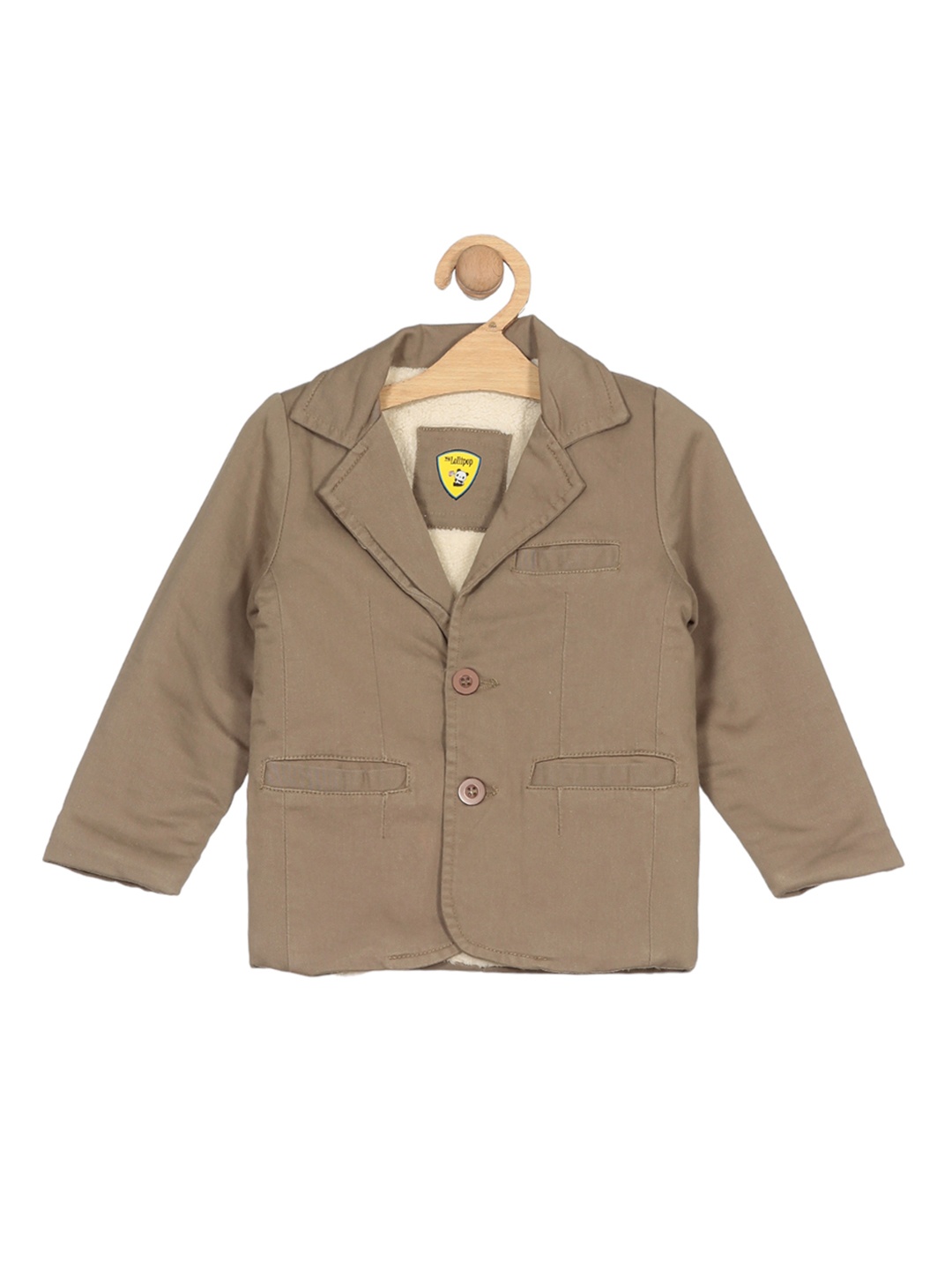 

Lil Lollipop Boys Notched Lapel Long Sleeves Single-Breasted Blazer, Brown