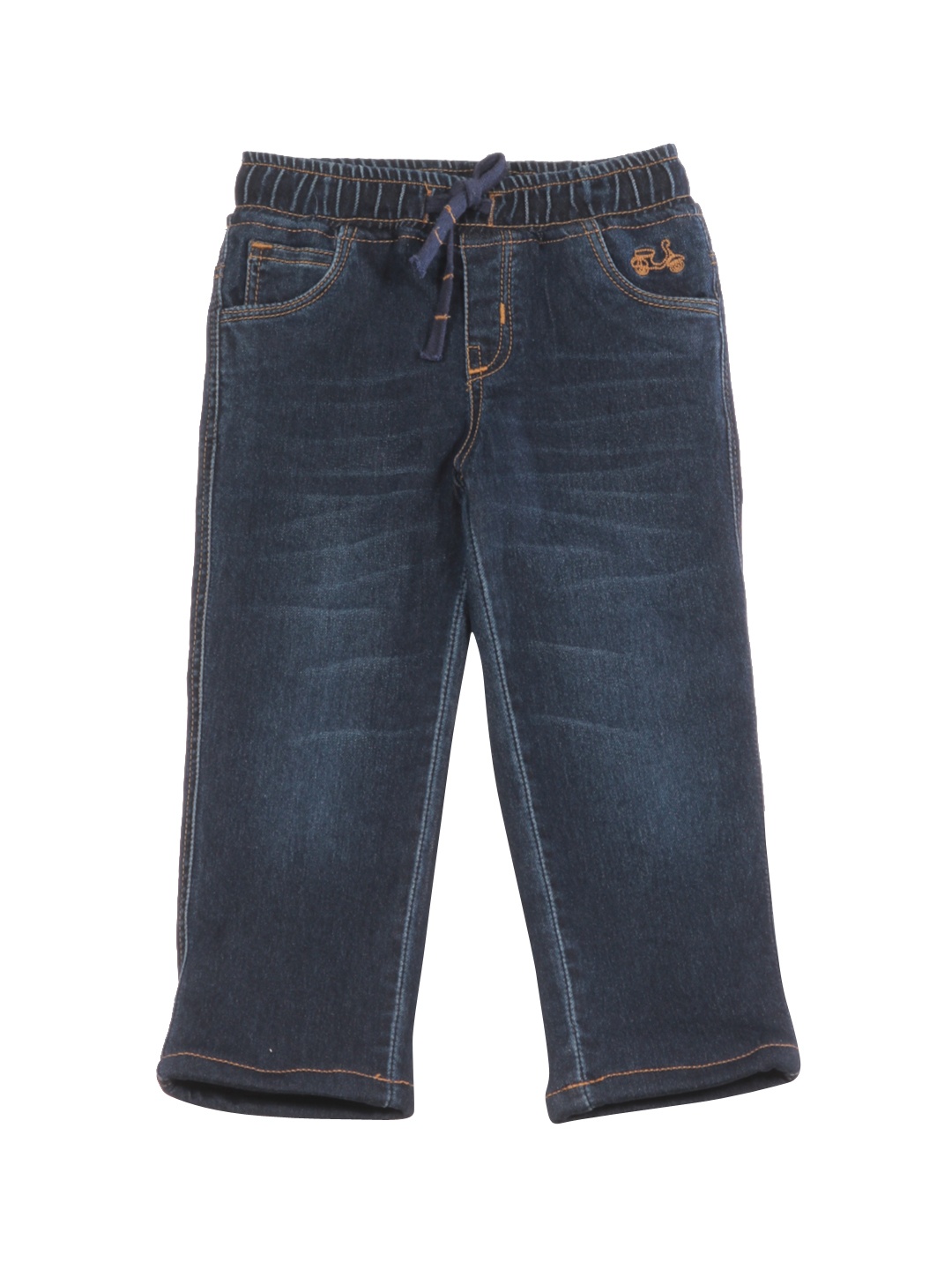 

Lil Lollipop Unisex Kids Navy Blue Straight Fit Mildly Distressed Stretchable Jeans