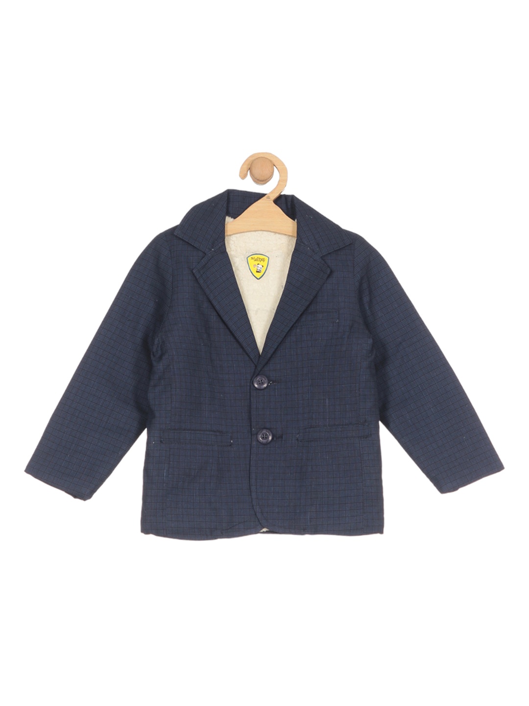 

Lil Lollipop Boys Checked Notched Lapel Long Sleeves Single-Breasted Blazer, Blue