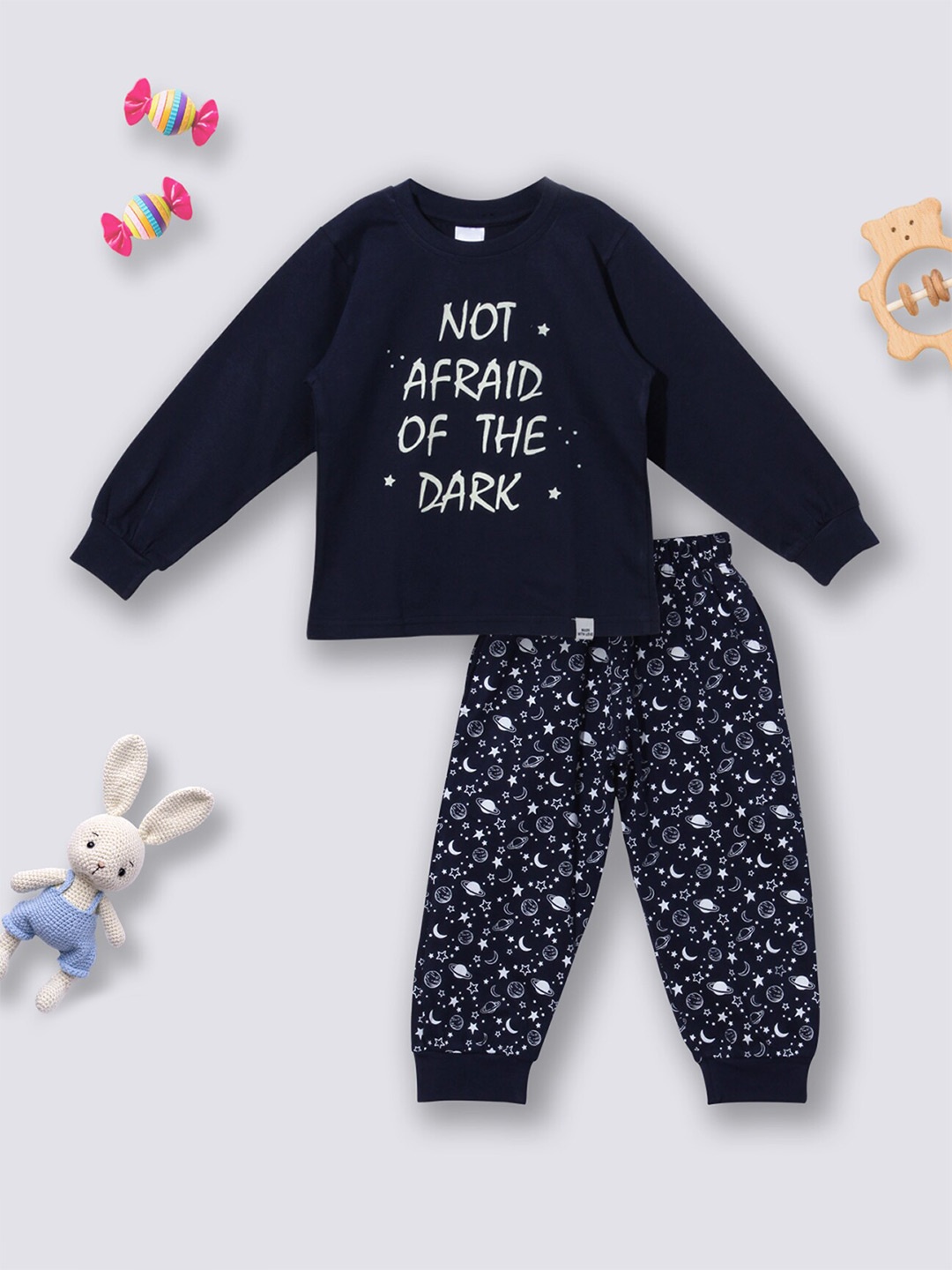 

Moms Love Boys Printed Organic Cotton Clothing Set, Navy blue