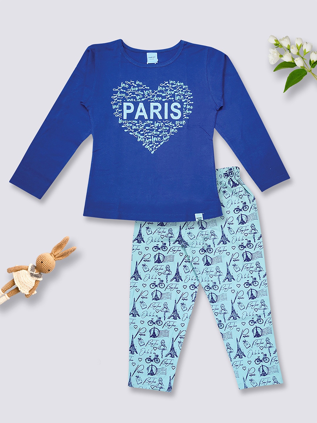 

Moms Love Girls Printed Organic Cotton Clothing Set, Navy blue