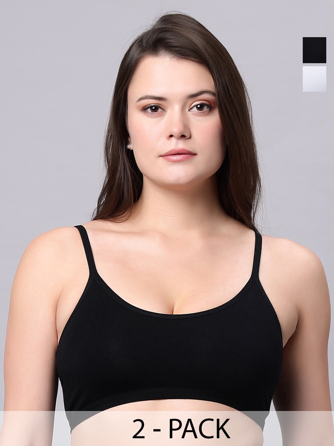 

In Care Pack Of 2 Full Coverage Non Padded Pure Cotton Sports Bra With All Day Comfort, Black