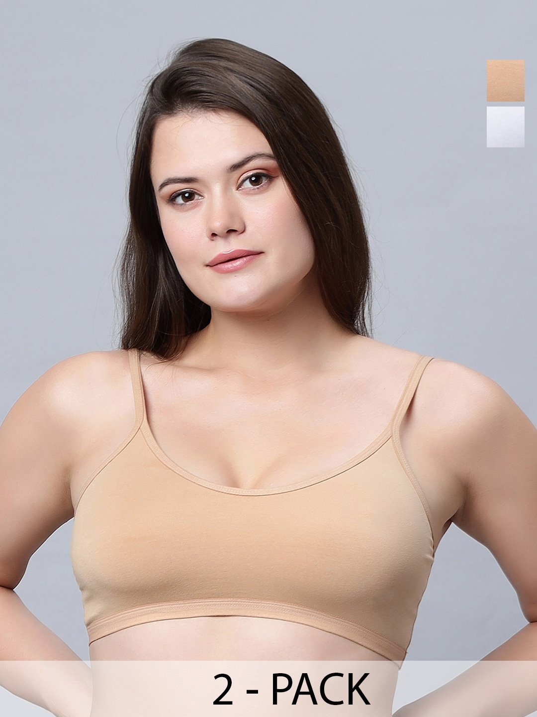 

In Care Pack Of 2 Full Coverage Non Padded Pure Cotton Sports Bra With All Day Comfort, White