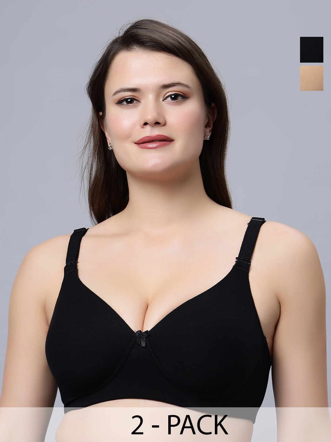 

In Care Pack Of 2 Full Coverage Heavily Padded Push-Up Bras With All Day Comfort, Black