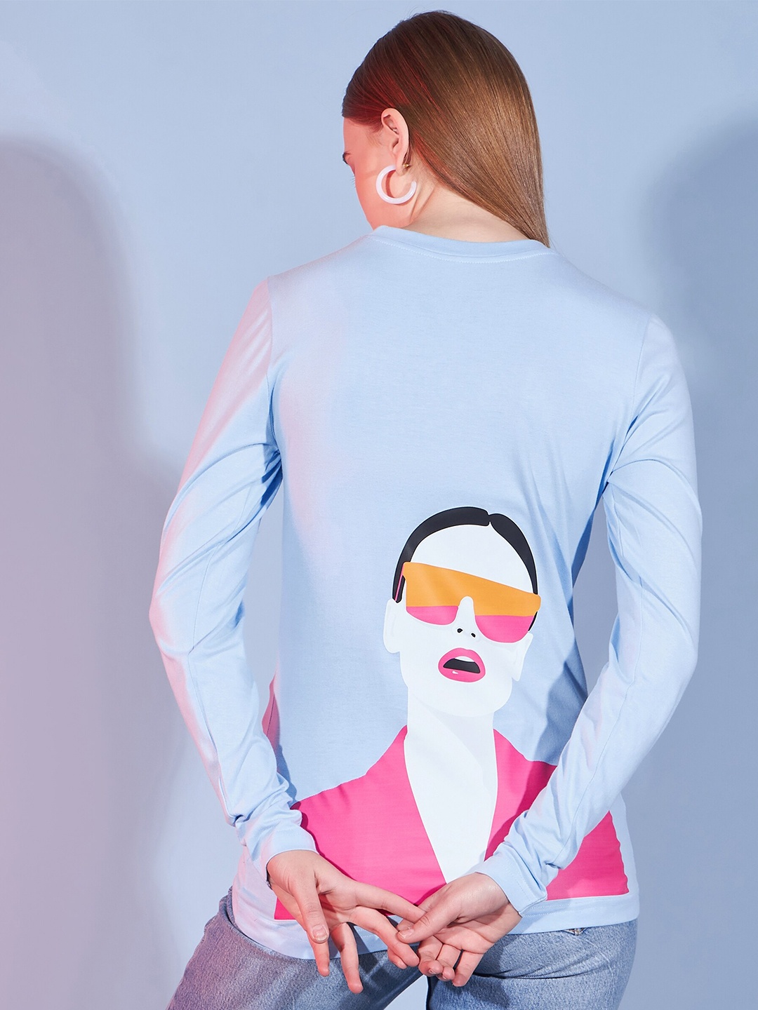 

DressBerry Blue Graphic Printed Pure Cotton T-shirt