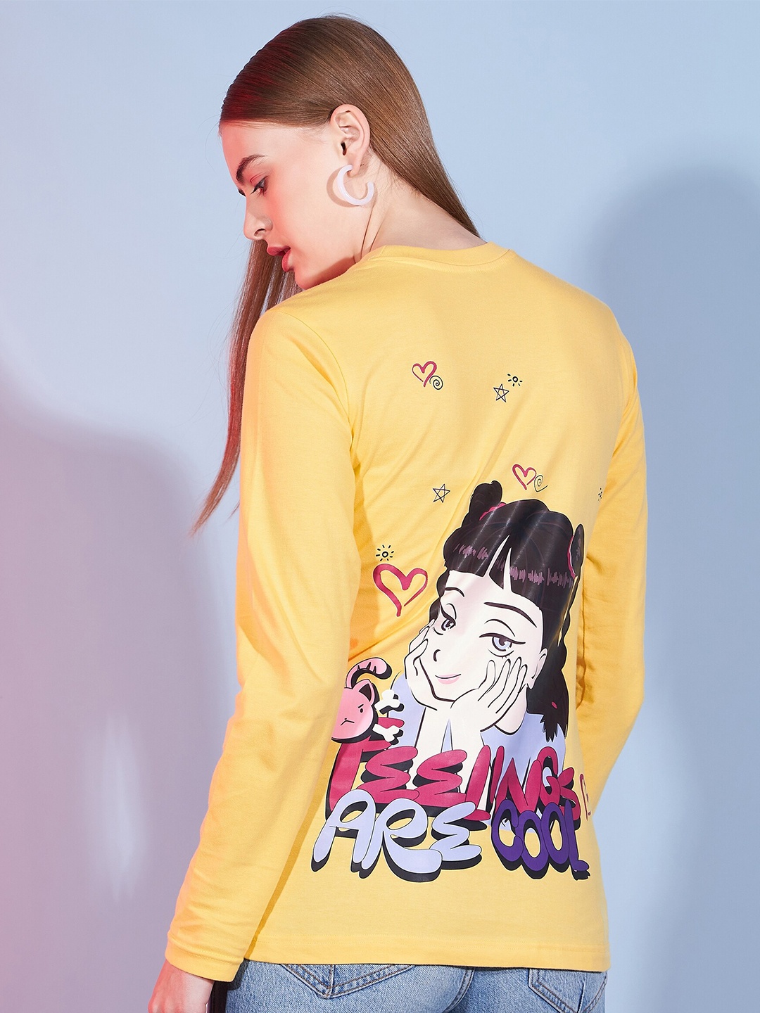 

DressBerry Yellow Graphic Printed Pure Cotton T-shirt