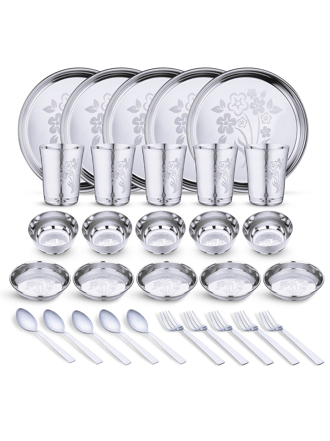 

LIMETRO STEEL Silver-Toned & 30 Pieces Stainless Steel Core