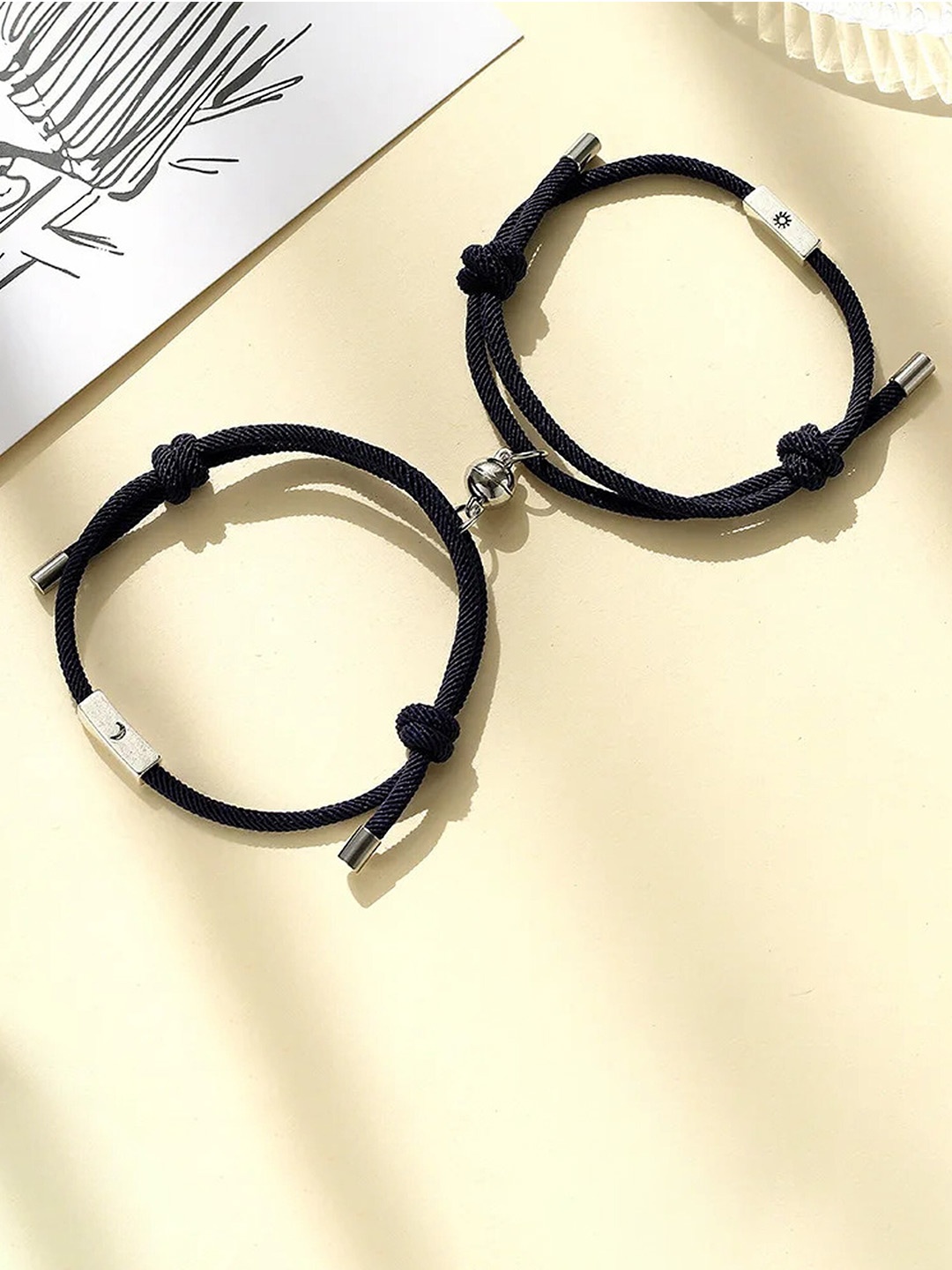 

Fashion Frill Unisex Set Of 2 Silver-Plated Magnetic Bracelet