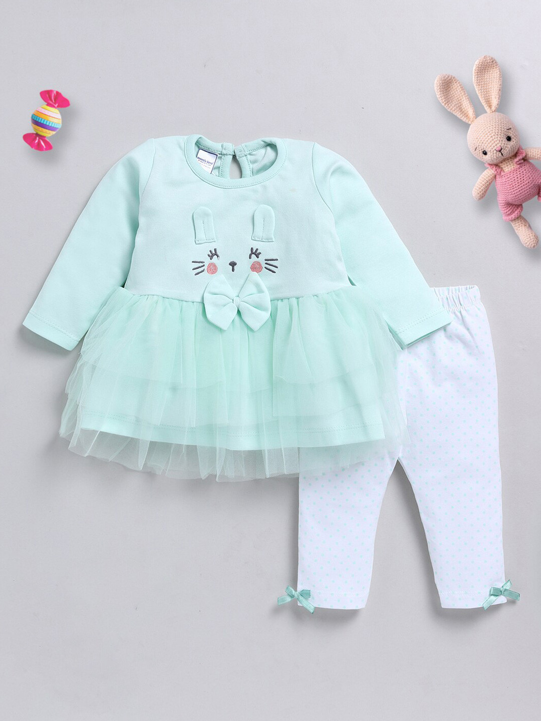 

Moms Love Girls Printed Organic Cotton Clothing Set, Sea green