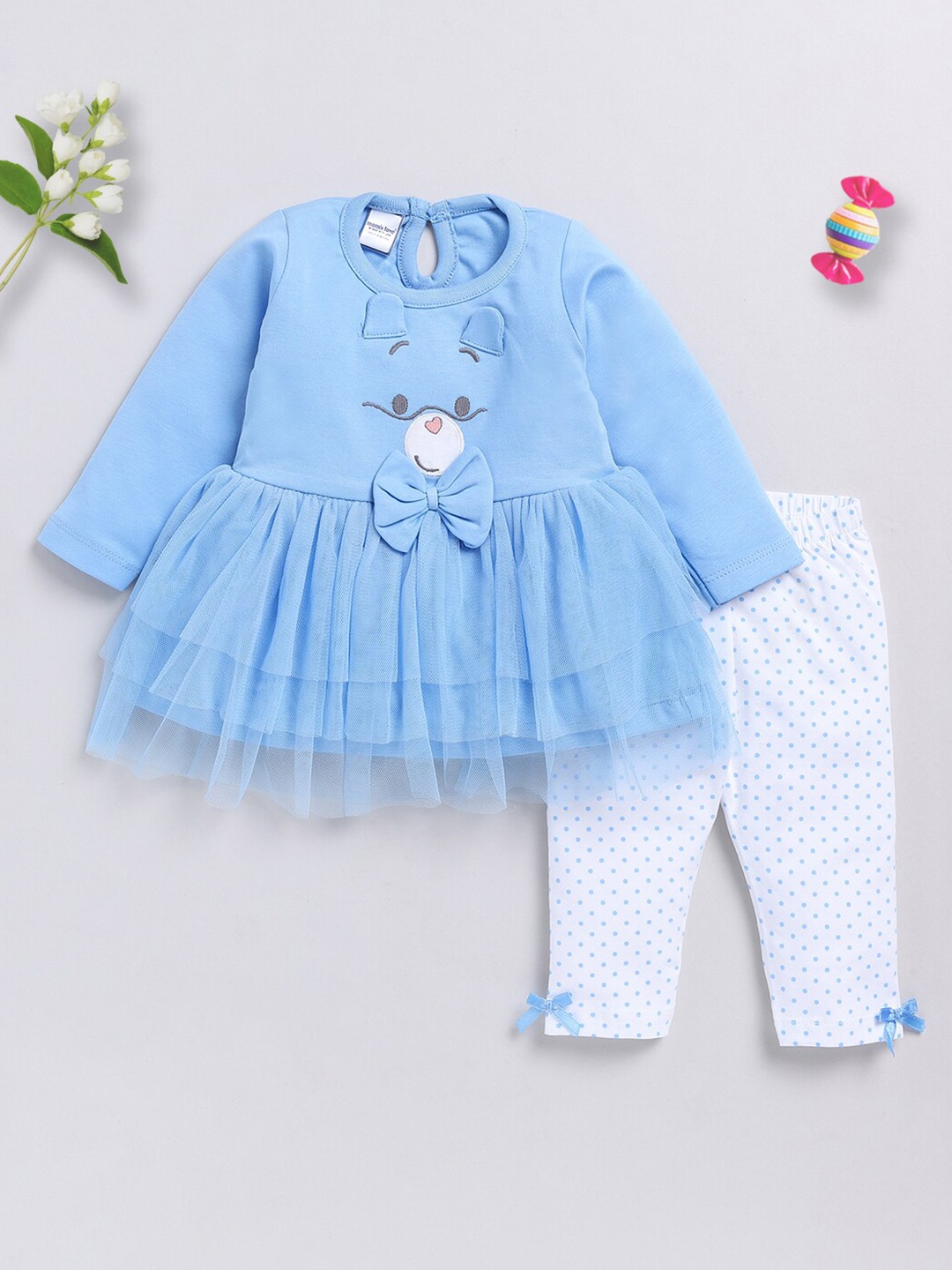 

Moms Love Girls Printed Cotton Clothing Set, Blue