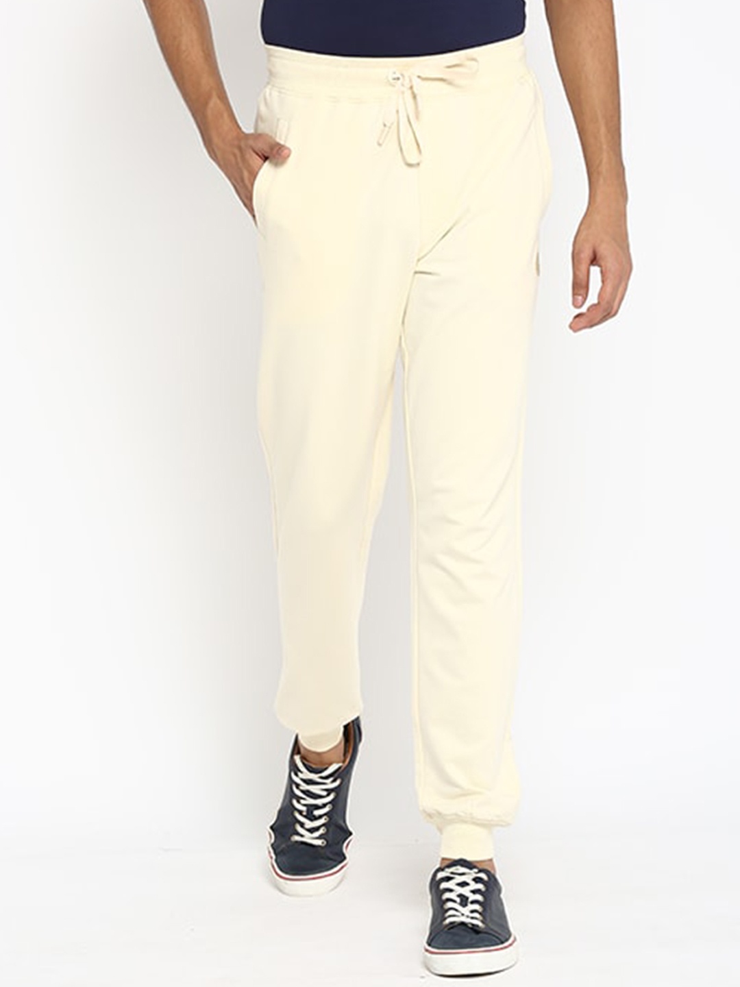 

Muvazo Men Regular Fit Pure Cotton Joggers, Off white