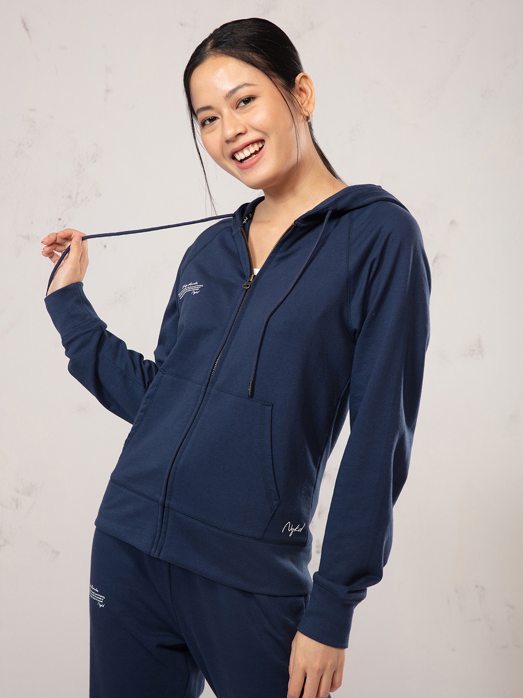 

Nykd Terry Hooded Cotton Sweatshirt, Blue