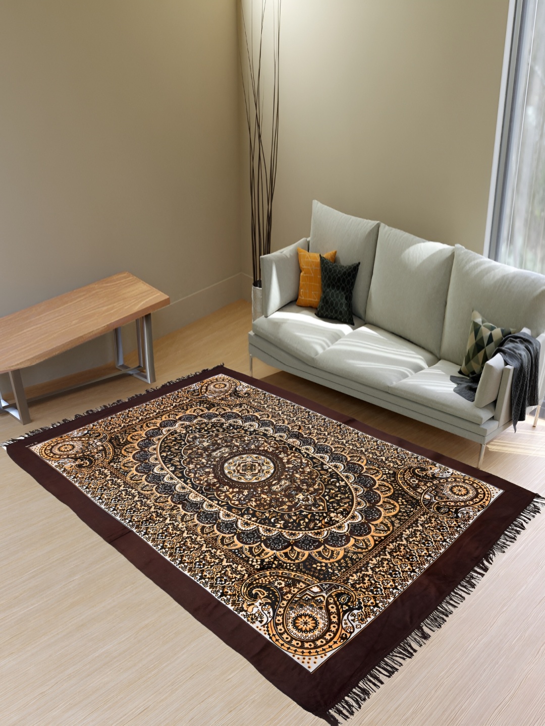 

RRC Coffee Brown Ethnic Motif Carpet