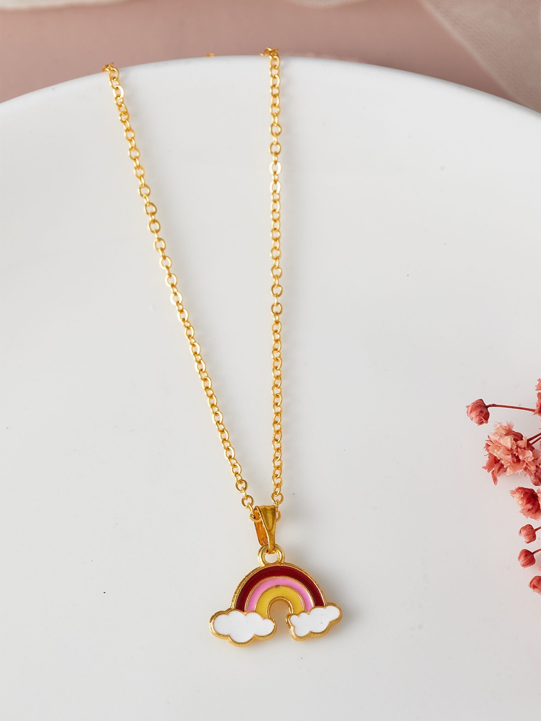 

DressBerry Gold-Plated Brass Rainbow Shaped Enamelled Chain