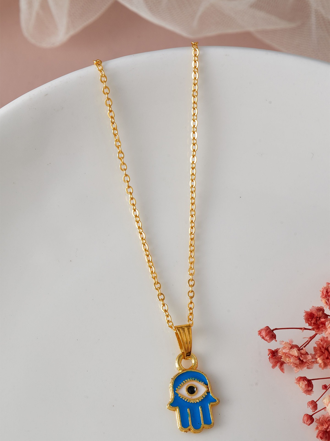 

DressBerry Gold-Plated Stone-Studded Pendant With Chain