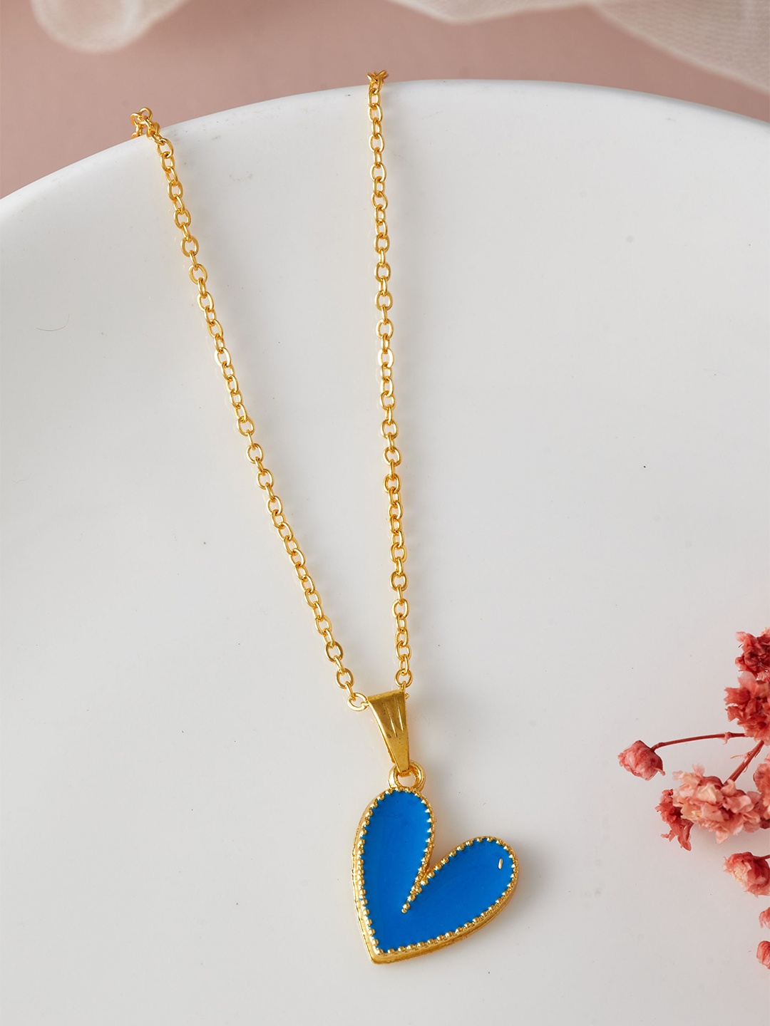 

DressBerry Gold-Plated Heart Shaped Stone-Studded Pendant With Chain