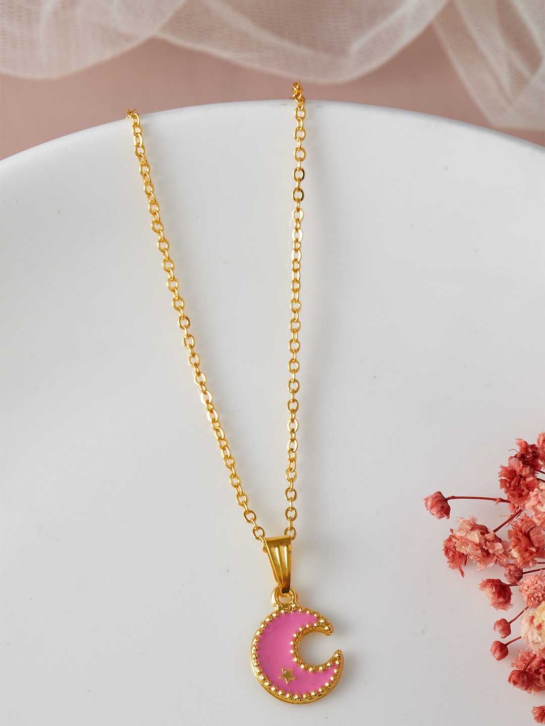 

DressBerry Gold-Plated Stone-Studded Pendant With Chain