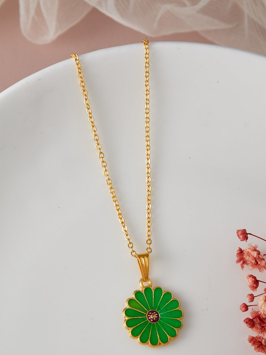 

DressBerry Gold-Plated Stone-Studded Pendant With Chain