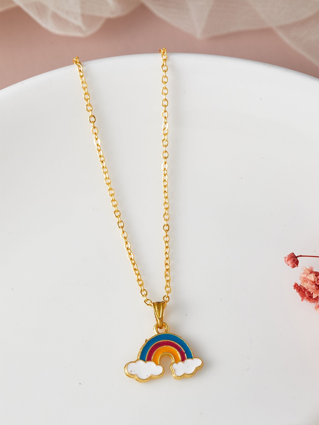 

DressBerry Gold-Plated Rainbow Shaped Pendant With Chain