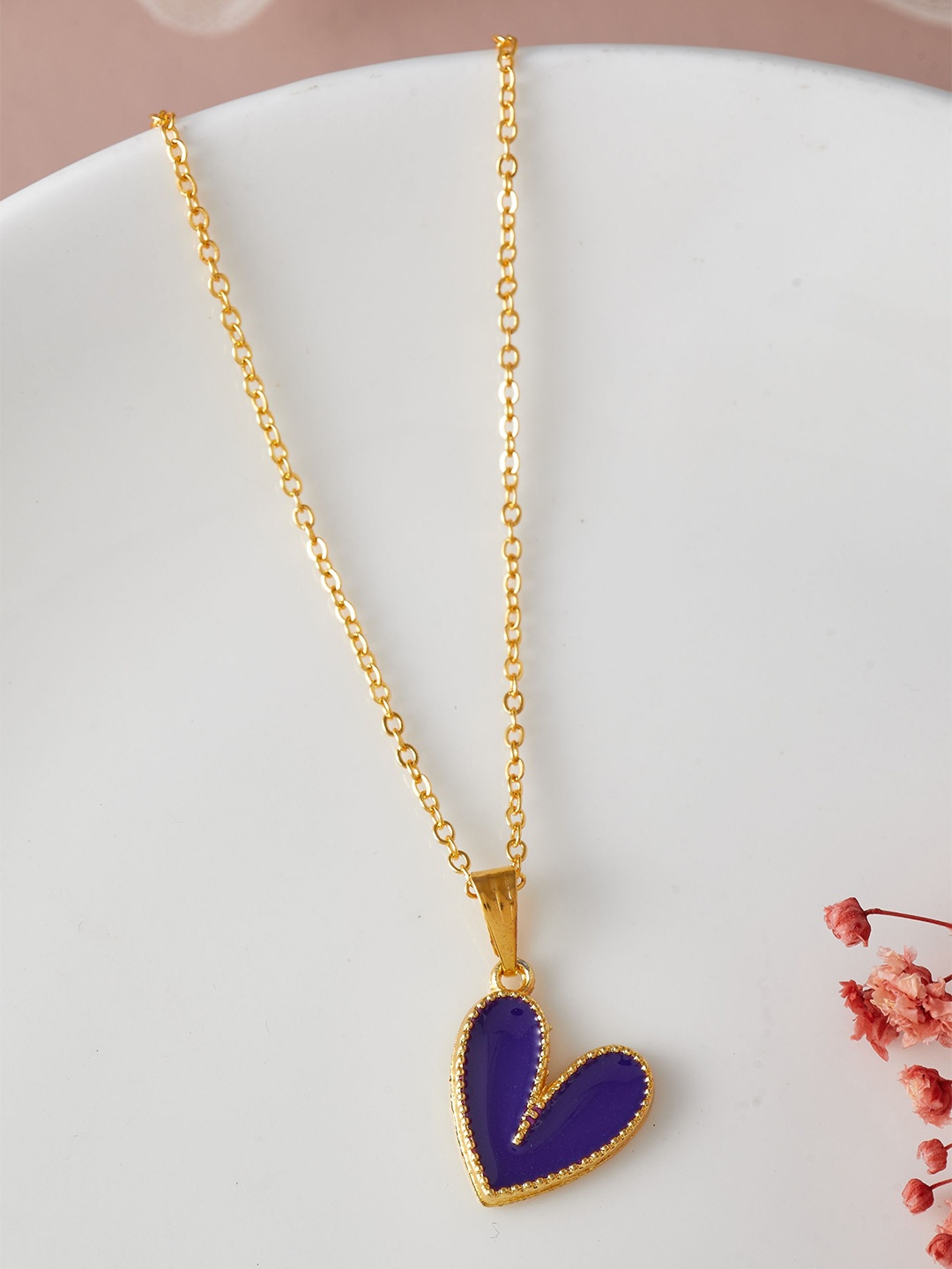 

DressBerry Purple Gold-Plated Heart Shaped Pendant with Chain