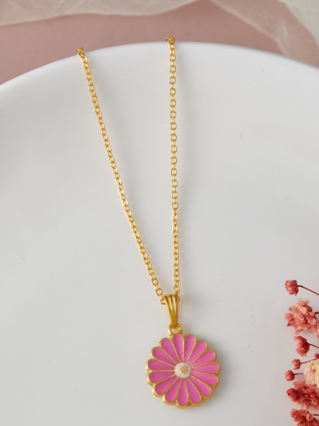 

DressBerry Gold-Plated Stone-Studded Pendant With Chain