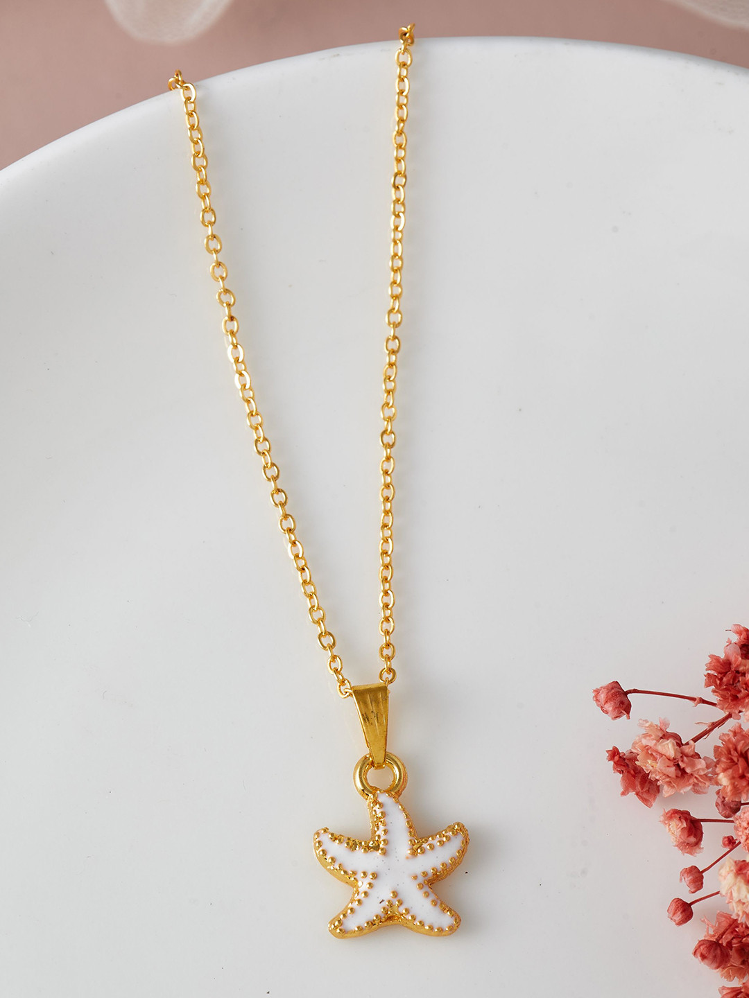 

DressBerry Gold-Plated Stone-Studded Pendant With Chain
