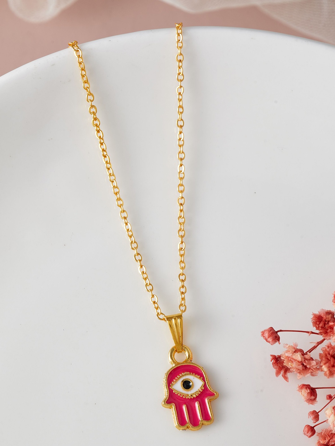 

DressBerry Gold-Plated Enamelled Pendant With Chain