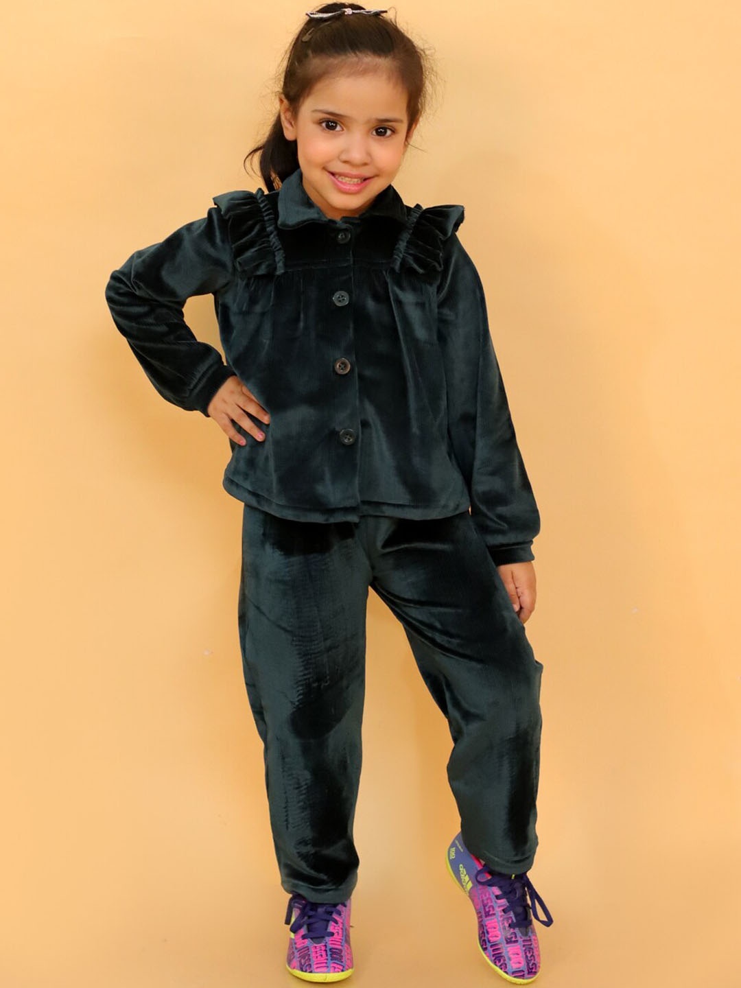 

Stuffie Land Girls Top With Trousers Clothing Set, Green