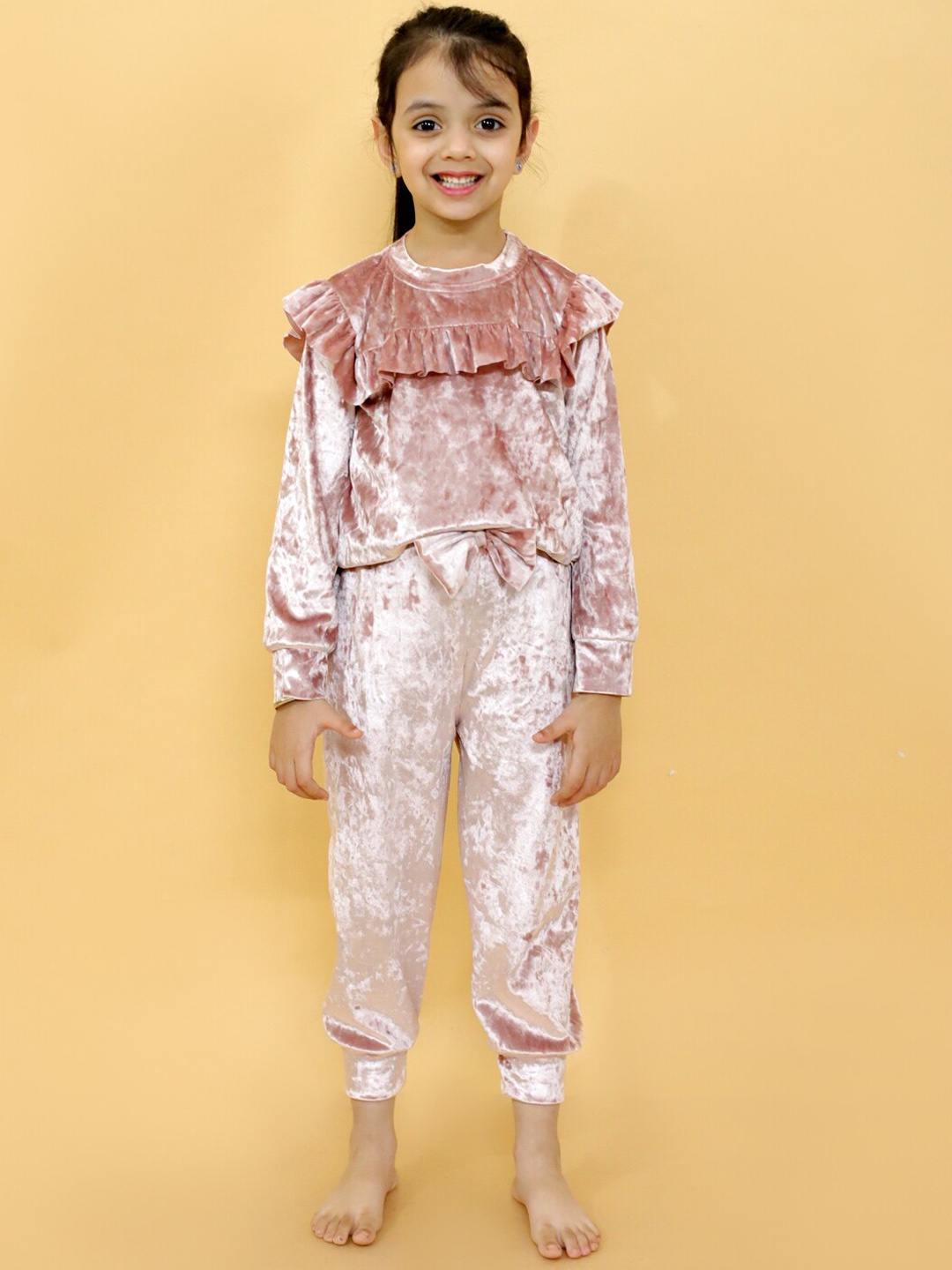 

Stuffie Land Girls Ruffled Top With Pyjamas, Peach
