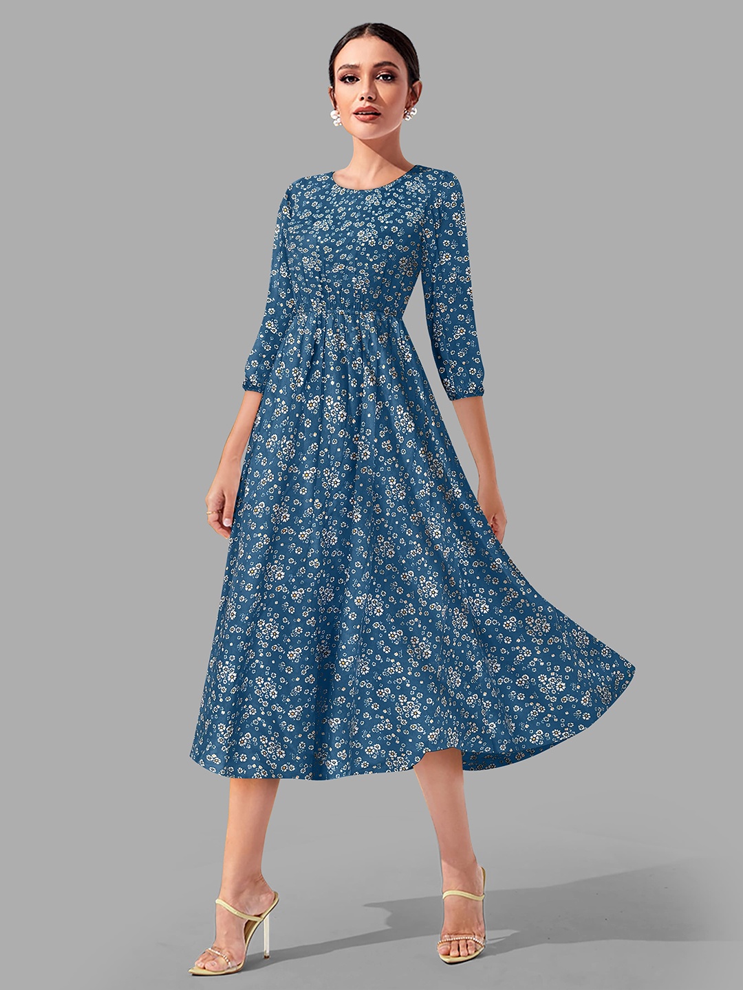 

KERI PERRY Floral Printed Midi Dress, Teal