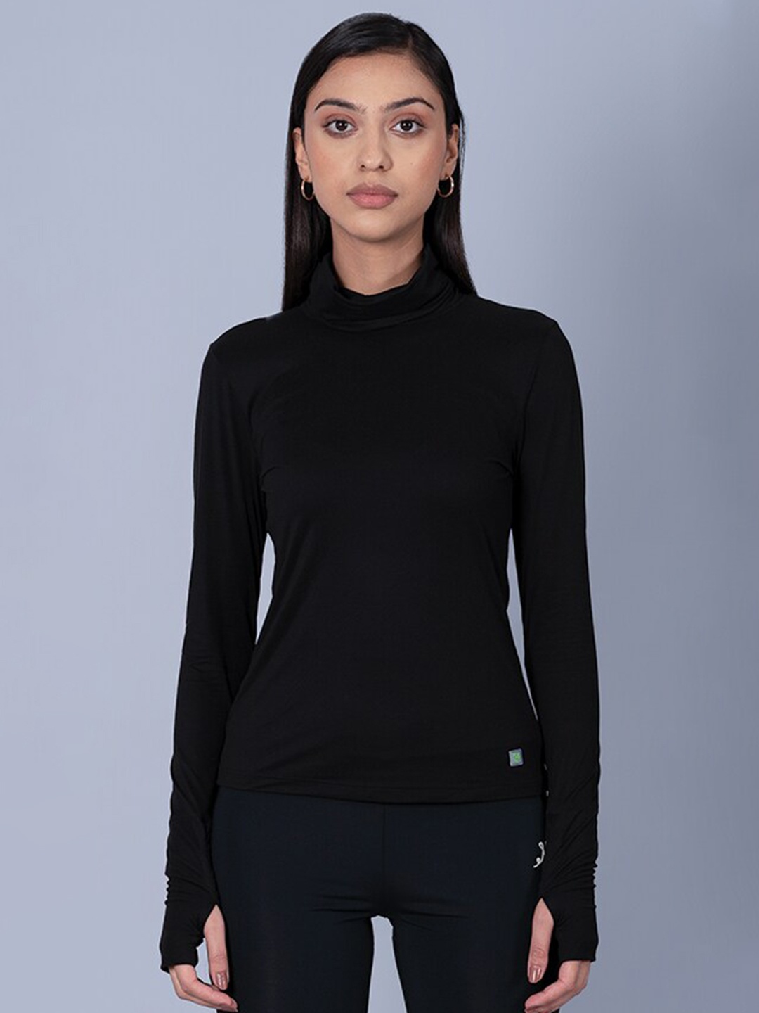 

Muvazo High Neck Long Sleeves T-shirt, Black