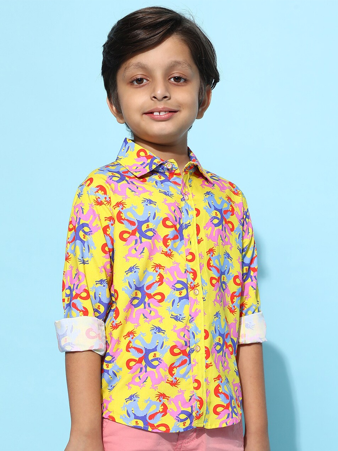 

TALES & STORIES Boys Conversational Printed Casual Shirt, Yellow
