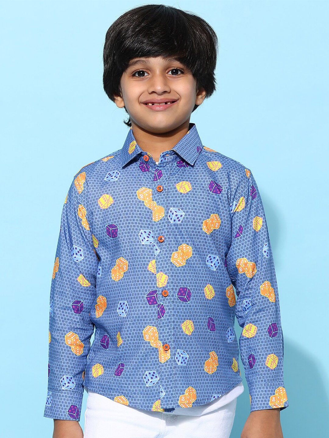

TALES & STORIES Boys Geometric Printed Casual Shirt, Navy blue