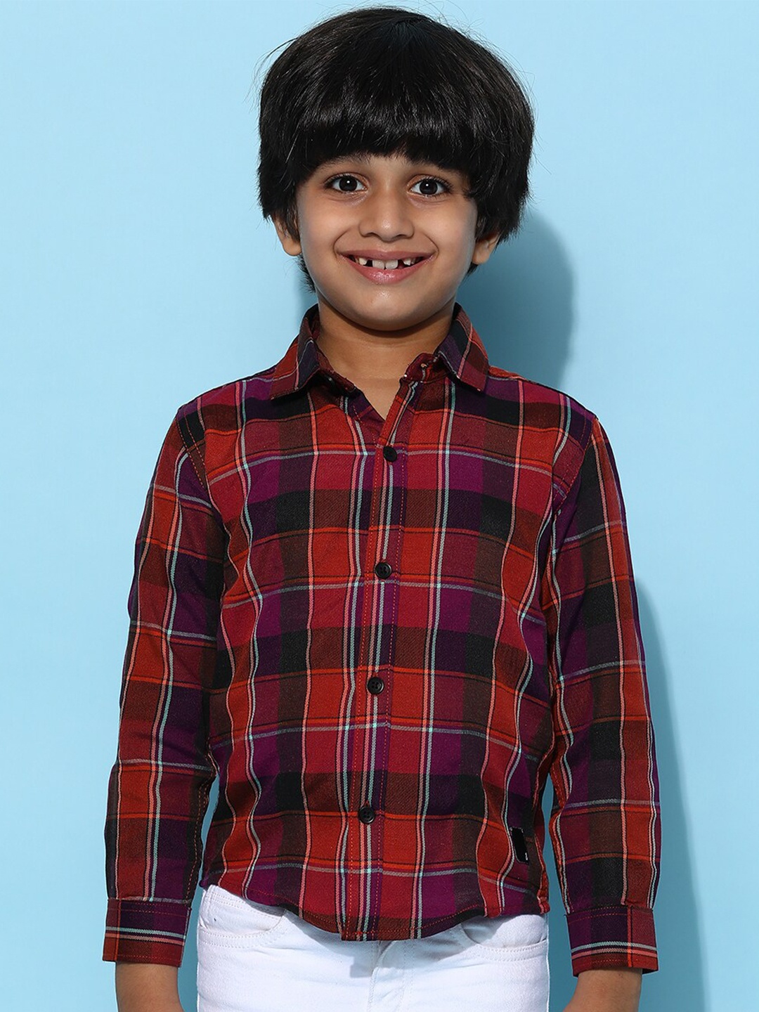 

TALES & STORIES Boys Tartan Checked Casual Shirt, Red