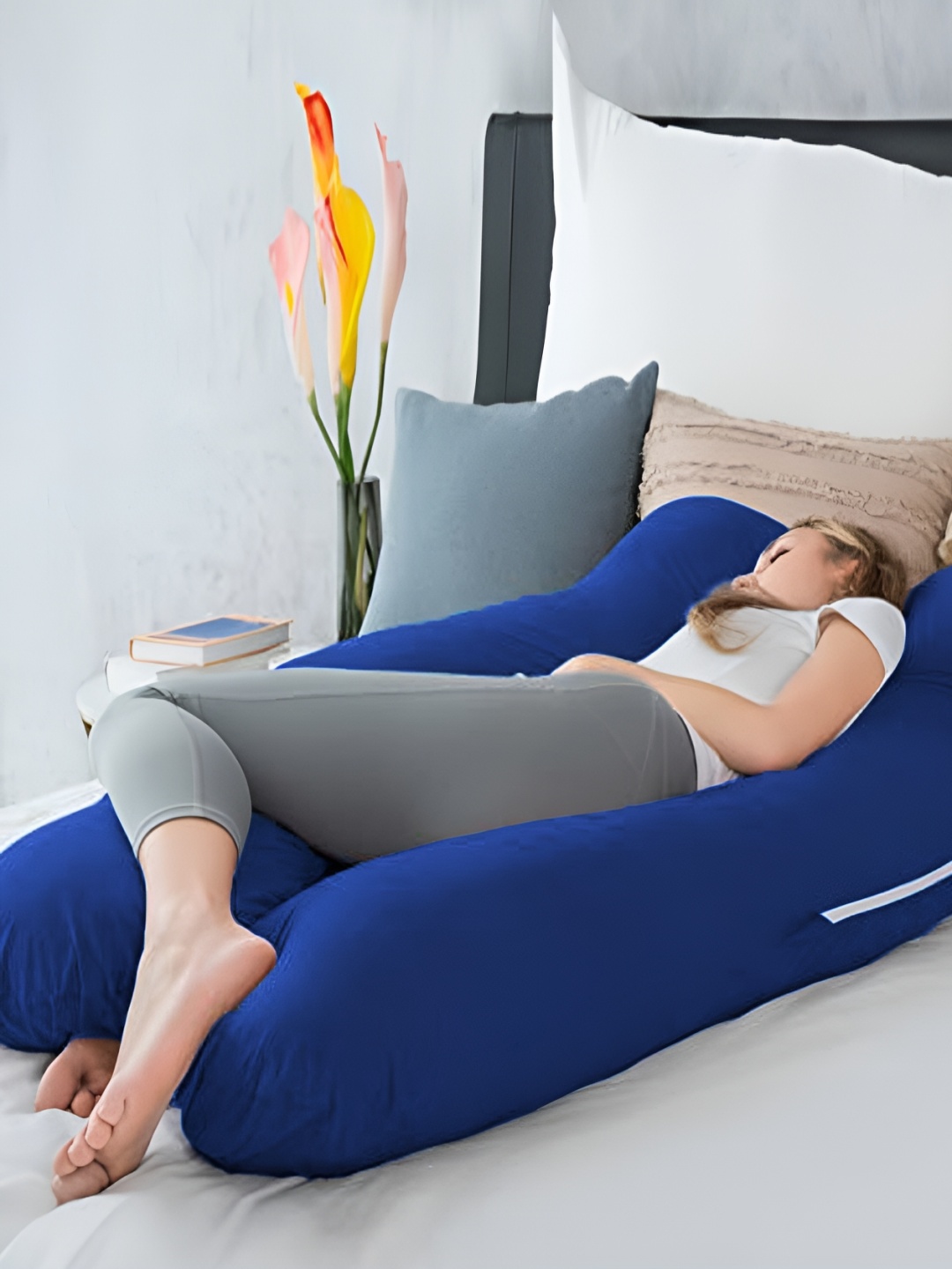 

Texlux Blue Fibre Filled Lightweight Maternity Pillow, Navy blue
