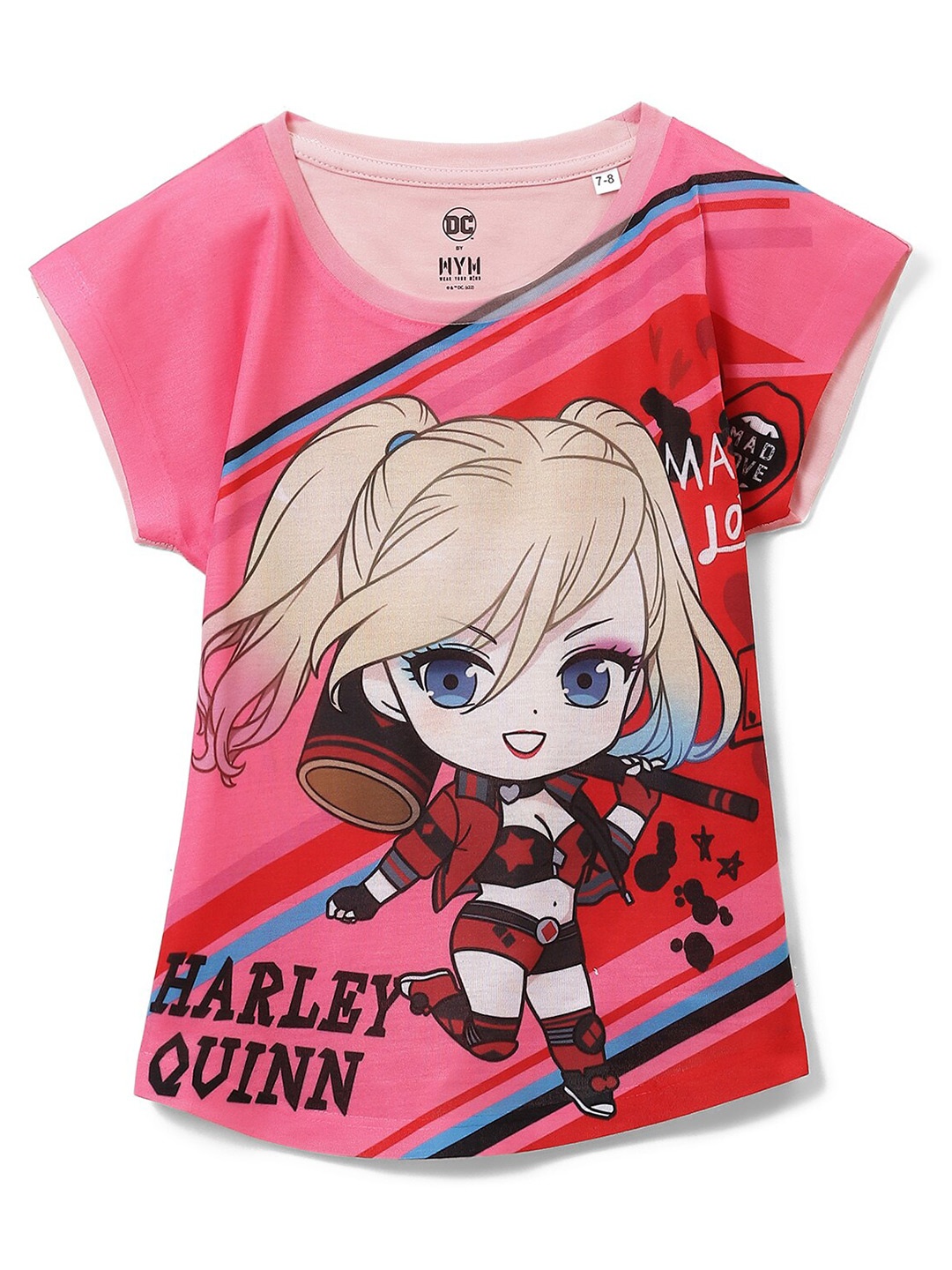 

Wear Your Mind Girls Harley Quinn Printed Extended Sleeves T-shirt, Pink