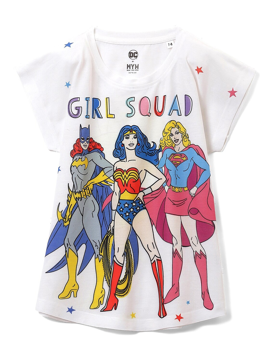 

Wear Your Mind Girl Wonder Woman Printed Round Neck Tshirt, White